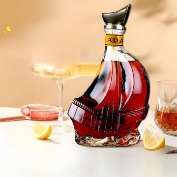 Brandy Strong Wine Bottle, Red Wine Bottle, Irregular Shaped Wine Bottle, High-End Crystal White Material Wine Bottle, Smooth Sailing Wine Bottle