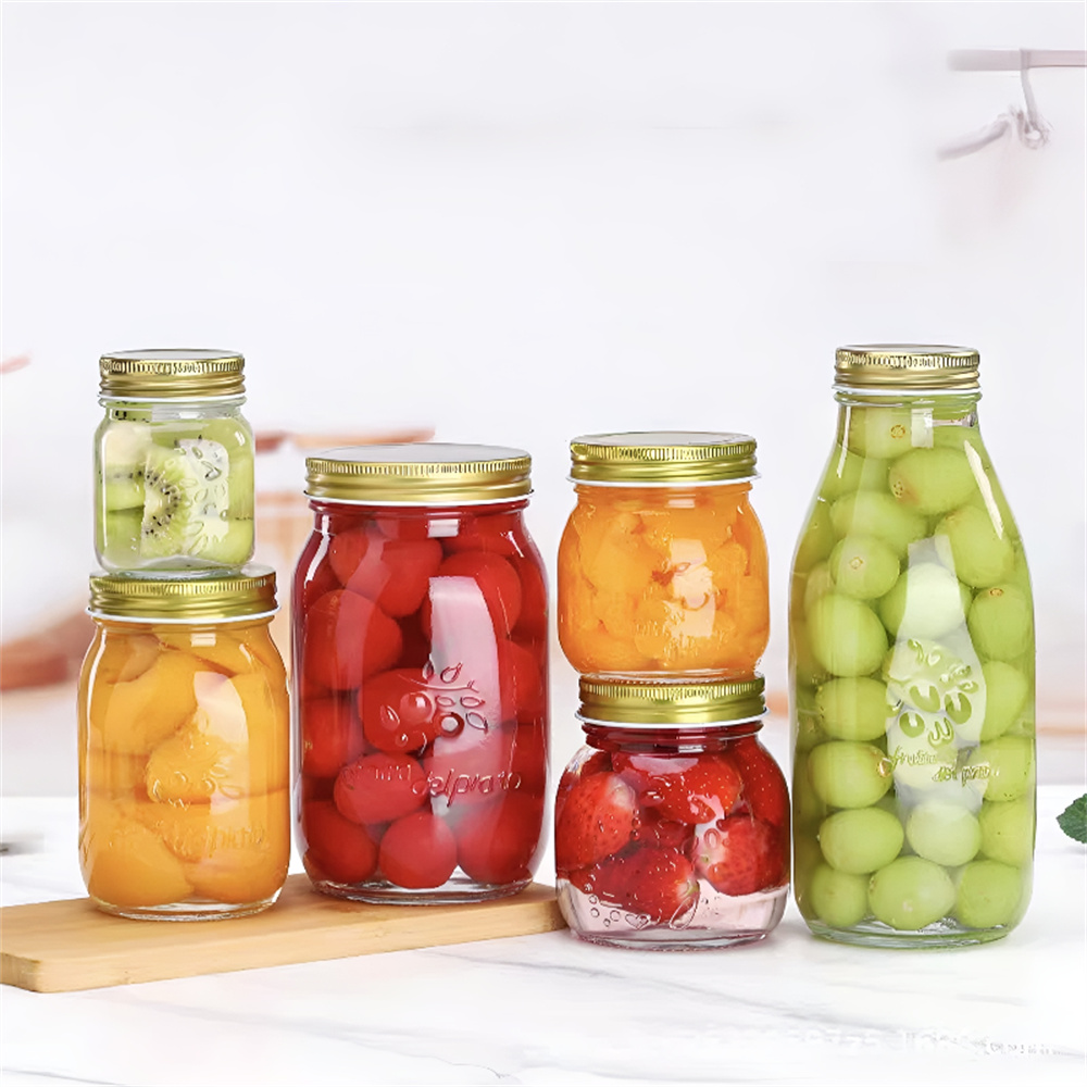 Carved Glass Bottle Sealed Jar Jam Jar Bird's Nest Jar Pi...