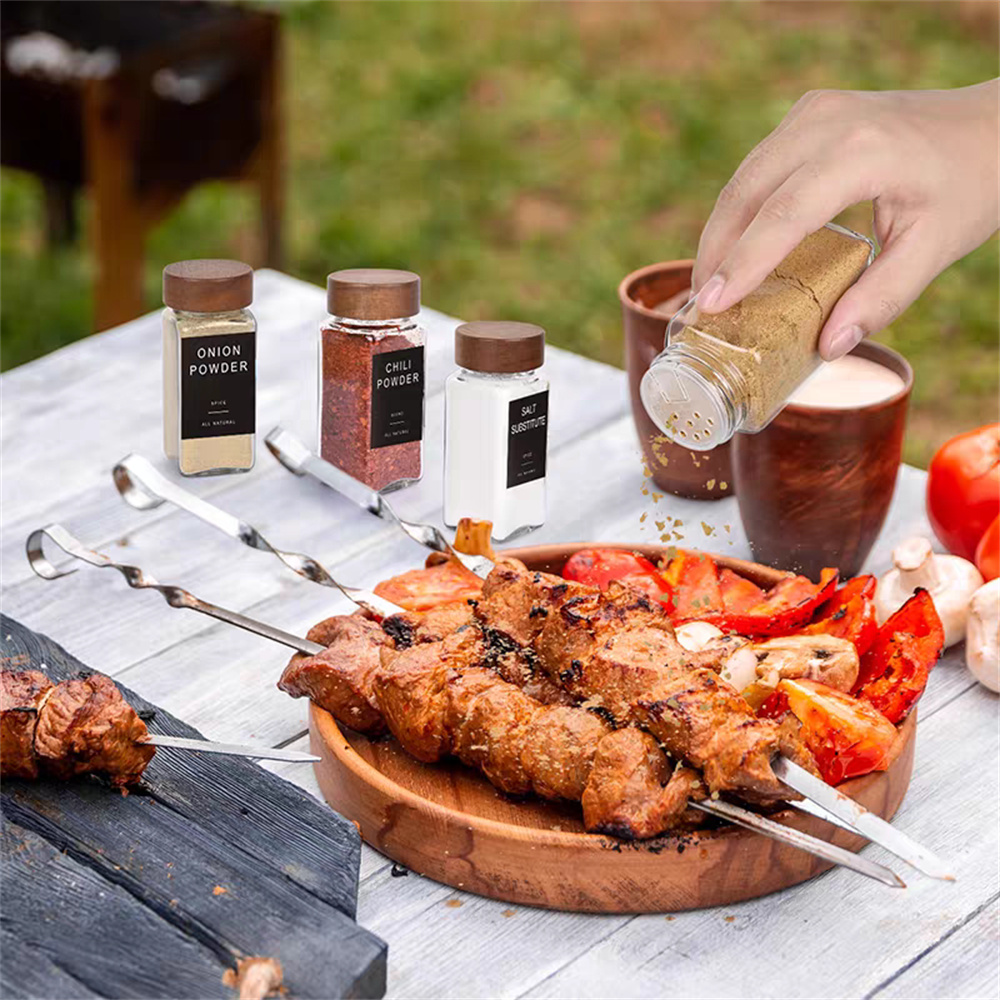 Square Glass Seasoning Bottle, Solid Wood Lid, Gla03.jpg