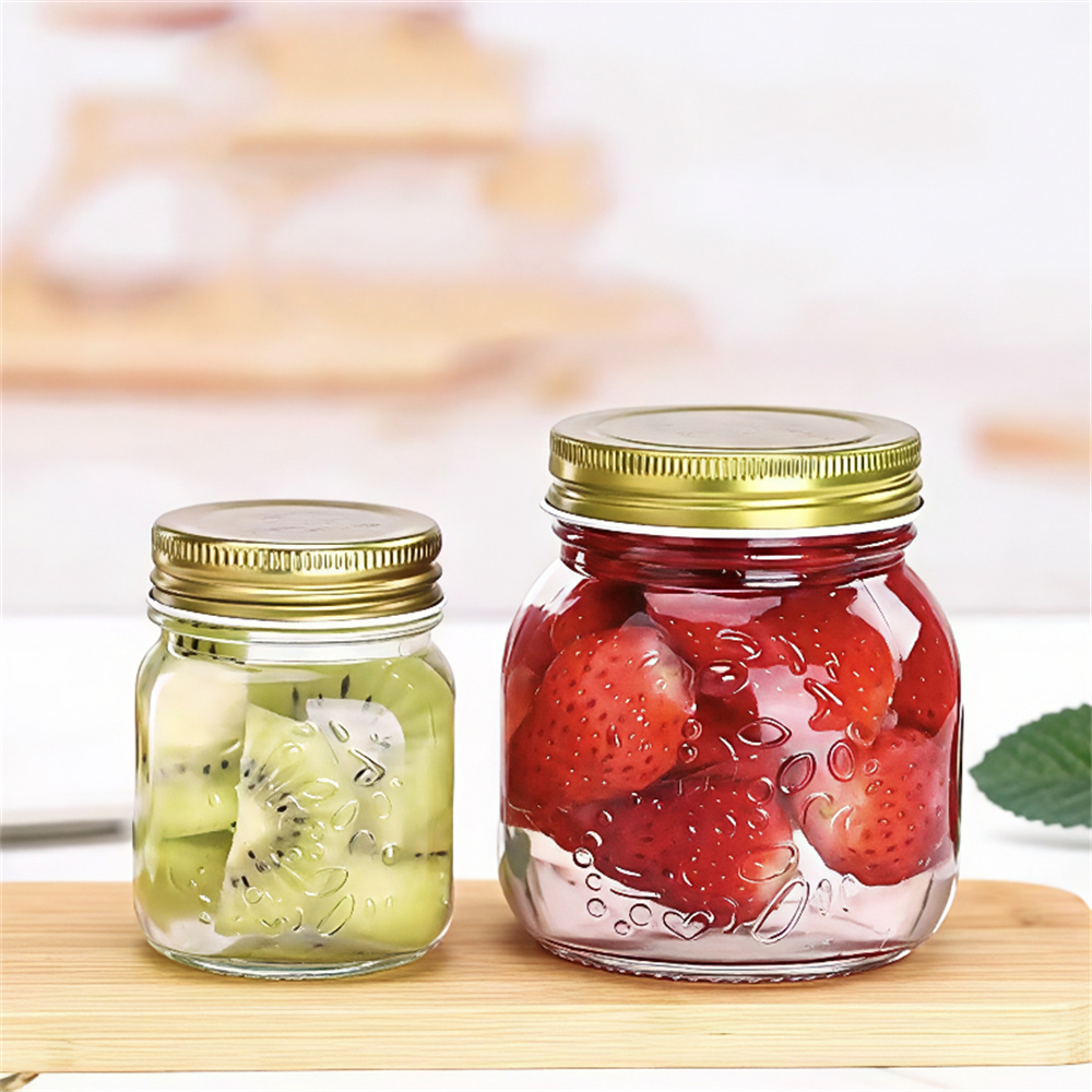 Carved Glass Bottle Sealed Jar Jam Jar Bird's Nest05